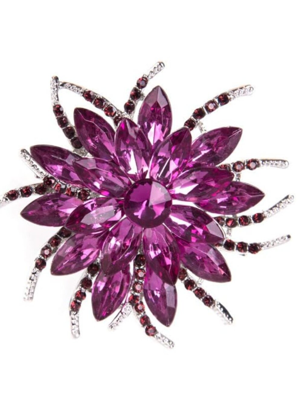 New - Vintage Crystal Rhinestone Flower-shaped Sunflower Leaf Brooch Pin Elegant